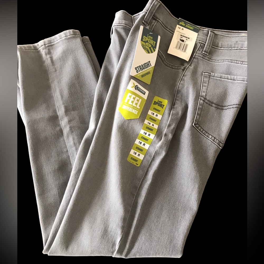 NWT Boys Lee Sport Straight Leg Gray Flex Denim Jeans
